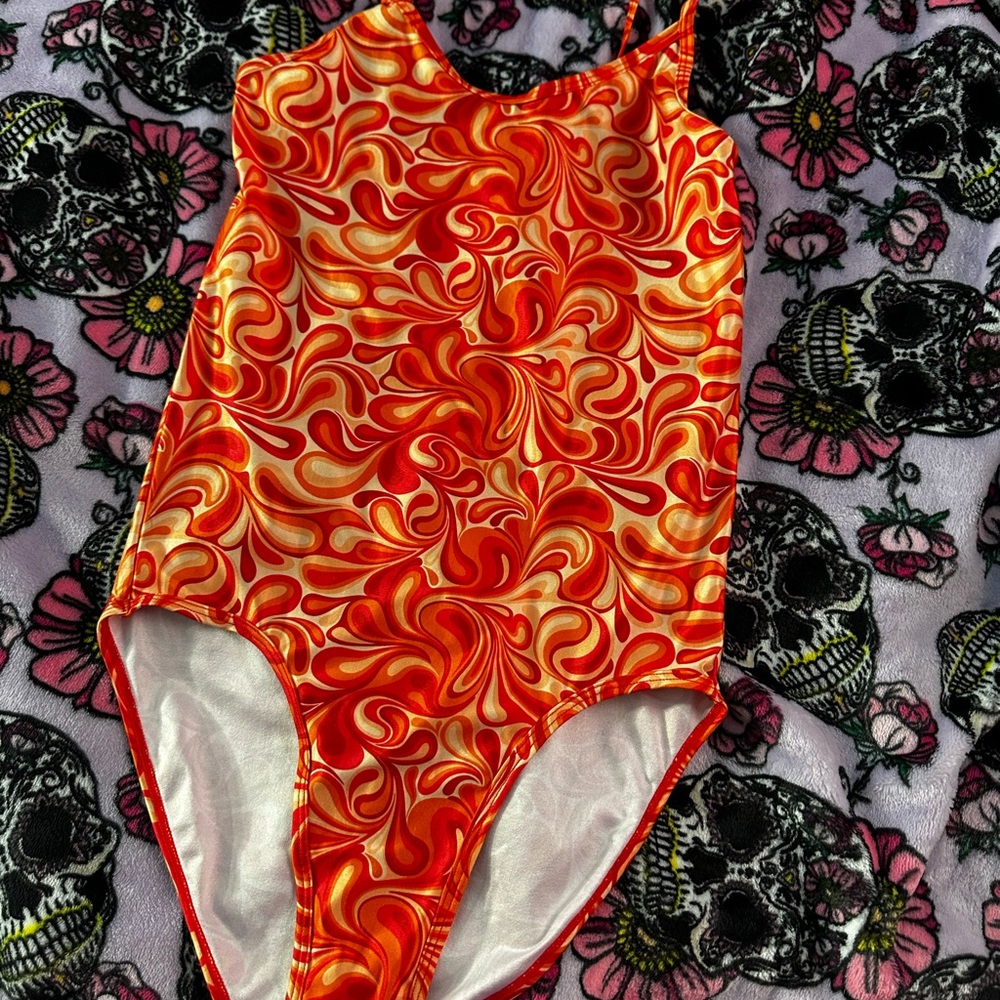 Ethika Red and Gold Swirl Bodysuit